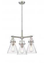 Innovations Lighting 411-3CR-SN-G411-7CL - Newton Cone - 3 Light - 21 inch - Satin Nickel - Pendant