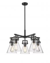 Innovations Lighting 411-5CR-BK-G411-7CL - Newton Cone - 5 Light - 26 inch - Matte Black - Chandelier