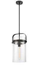 Innovations Lighting 413-1S-BK-8CL - Pilaster - 1 Light - 8 inch Glass - Matte Black - Cord hung - Mini Pendant