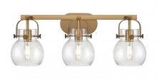 Innovations Lighting 423-3W-BB-G410-6SDY - Pilaster II Sphere - 3 Light - 27 inch - Brushed Brass - Bath Vanity Light