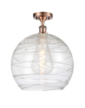 Innovations Lighting 516-1C-AC-G1213-14CL - Athens Deco Swirl - 1 Light - 14 inch - Antique Copper - Semi-Flush Mount