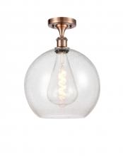 Innovations Lighting 516-1C-AC-G124-12 - Athens - 1 Light - 12 inch - Antique Copper - Semi-Flush Mount