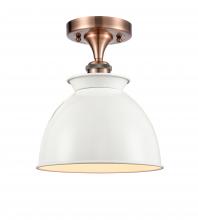 Innovations Lighting 516-1C-AC-M14-W - Adirondack - 1 Light - 8 inch - Antique Copper - Semi-Flush Mount