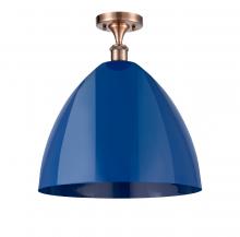 Innovations Lighting 516-1C-AC-MBD-16-BL - Plymouth - 1 Light - 16 inch - Antique Copper - Semi-Flush Mount