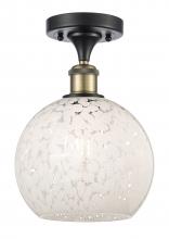 Innovations Lighting 516-1C-BAB-G1216-8WM - White Mouchette - 1 Light - 8 inch - Black Antique Brass - Semi-Flush Mount