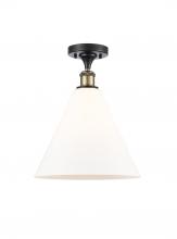 Innovations Lighting 516-1C-BAB-GBC-121 - Berkshire - 1 Light - 12 inch - Black Antique Brass - Semi-Flush Mount