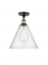 Innovations Lighting 516-1C-BAB-GBC-124 - Berkshire - 1 Light - 12 inch - Black Antique Brass - Semi-Flush Mount