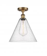 Innovations Lighting 516-1C-BB-GBC-124 - Berkshire - 1 Light - 12 inch - Brushed Brass - Semi-Flush Mount