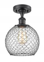 Innovations Lighting 516-1C-BK-G122-8CBK - Farmhouse Chicken Wire - 1 Light - 8 inch - Matte Black - Semi-Flush Mount