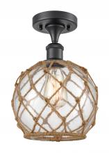 Innovations Lighting 516-1C-BK-G122-8RB - Farmhouse Rope - 1 Light - 8 inch - Matte Black - Semi-Flush Mount