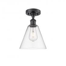 Innovations Lighting 516-1C-BK-GBC-82 - Berkshire - 1 Light - 8 inch - Matte Black - Semi-Flush Mount