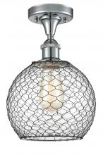 Innovations Lighting 516-1C-PC-G122-8CBK - Farmhouse Chicken Wire - 1 Light - 8 inch - Polished Chrome - Semi-Flush Mount