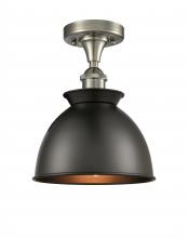 Innovations Lighting 516-1C-SN-M14-BK - Adirondack - 1 Light - 8 inch - Brushed Satin Nickel - Semi-Flush Mount