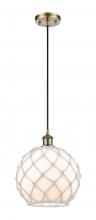 Innovations Lighting 516-1P-AB-G121-10RW - Farmhouse Rope - 1 Light - 10 inch - Antique Brass - Cord hung - Mini Pendant