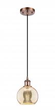 Innovations Lighting 516-1P-AC-G128-6 - Athens - 1 Light - 6 inch - Antique Copper - Cord hung - Mini Pendant