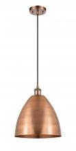 Innovations Lighting 516-1P-AC-MBD-12-AC - Bristol - 1 Light - 12 inch - Antique Copper - Cord hung - Mini Pendant