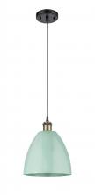 Innovations Lighting 516-1P-BAB-MBD-9-SF - Plymouth - 1 Light - 9 inch - Black Antique Brass - Cord hung - Mini Pendant