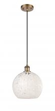 Innovations Lighting 516-1P-BB-G1216-10WM - White Mouchette - 1 Light - 10 inch - Brushed Brass - Cord Hung - Mini Pendant