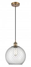 Innovations Lighting 516-1P-BB-G122-10CBK - Farmhouse Chicken Wire - 1 Light - 10 inch - Brushed Brass - Cord hung - Mini Pendant