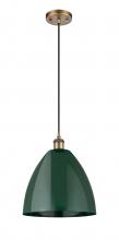 Innovations Lighting 516-1P-BB-MBD-12-GR - Plymouth - 1 Light - 12 inch - Brushed Brass - Cord hung - Mini Pendant