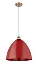 Innovations Lighting 516-1P-BB-MBD-16-RD - Plymouth - 1 Light - 16 inch - Brushed Brass - Cord hung - Mini Pendant