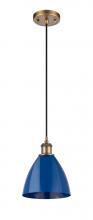 Innovations Lighting 516-1P-BB-MBD-75-BL - Plymouth - 1 Light - 8 inch - Brushed Brass - Cord hung - Mini Pendant