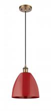 Innovations Lighting 516-1P-BB-MBD-9-RD - Plymouth - 1 Light - 9 inch - Brushed Brass - Cord hung - Mini Pendant