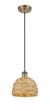 Innovations Lighting 516-1P-BB-RBD-8-NAT - Woven Rattan - 1 Light - 8 inch - Brushed Brass - Mini Pendant