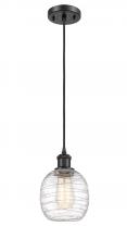 Innovations Lighting 516-1P-BK-G1013 - Belfast - 1 Light - 6 inch - Matte Black - Cord hung - Mini Pendant