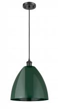 Innovations Lighting 516-1P-BK-MBD-12-GR - Plymouth - 1 Light - 12 inch - Matte Black - Cord hung - Mini Pendant