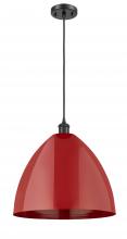 Innovations Lighting 516-1P-BK-MBD-16-RD - Plymouth - 1 Light - 16 inch - Matte Black - Cord hung - Mini Pendant