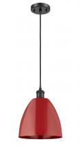 Innovations Lighting 516-1P-BK-MBD-9-RD - Plymouth - 1 Light - 9 inch - Matte Black - Cord hung - Mini Pendant