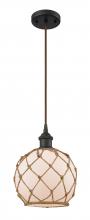 Innovations Lighting 516-1P-OB-G121-8RB - Farmhouse Rope - 1 Light - 8 inch - Oil Rubbed Bronze - Cord hung - Mini Pendant