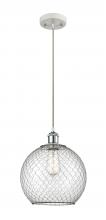 Innovations Lighting 516-1P-WPC-G122-10CBK - Farmhouse Chicken Wire - 1 Light - 10 inch - White Polished Chrome - Cord hung - Mini Pendant