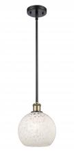 Innovations Lighting 516-1S-BAB-G1216-8WM - White Mouchette - 1 Light - 8 inch - Black Antique Brass - Mini Pendant