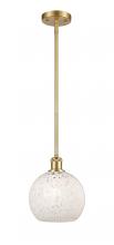 Innovations Lighting 516-1S-SG-G1216-8WM - White Mouchette - 1 Light - 8 inch - Satin Gold - Mini Pendant