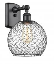 Innovations Lighting 516-1W-BK-G122-8CBK - Farmhouse Chicken Wire - 1 Light - 8 inch - Matte Black - Sconce