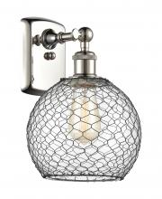 Innovations Lighting 516-1W-PN-G122-8CBK - Farmhouse Chicken Wire - 1 Light - 8 inch - Polished Nickel - Sconce