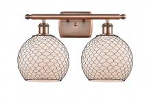 Innovations Lighting 516-2W-AC-G121-8CBK - Farmhouse Chicken Wire - 2 Light - 18 inch - Antique Copper - Bath Vanity Light