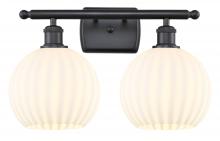 Innovations Lighting 516-2W-BK-G1217-8WV - White Venetian - 2 Light - 18 inch - Matte Black - Bath Vanity Light