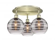 Innovations Lighting 516-3C-AB-G556-8SM - Rochester - 3 Light - 20 inch - Antique Brass - Flush Mount