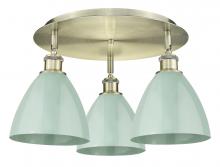 Innovations Lighting 516-3C-AB-MBD-75-SF - Plymouth - 3 Light - 19 inch - Antique Brass - Flush Mount