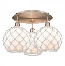 Innovations Lighting 516-3C-AC-G121-10RW - Farmhouse Rope - 3 Light - 22 inch - Antique Copper - Flush Mount