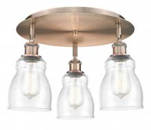 Innovations Lighting 516-3C-AC-G394 - Ellery - 3 Light - 17 inch - Antique Copper - Flush Mount