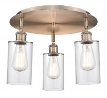 Innovations Lighting 516-3C-AC-G802 - Clymer - 3 Light - 16 inch - Antique Copper - Flush Mount