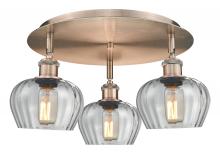 Innovations Lighting 516-3C-AC-G92 - Fenton - 3 Light - 18 inch - Antique Copper - Flush Mount