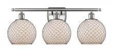 Innovations Lighting 516-3W-SN-G121-8CBK - Farmhouse Chicken Wire - 3 Light - 28 inch - Brushed Satin Nickel - Bath Vanity Light