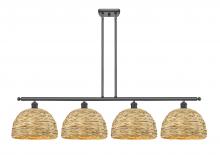 Innovations Lighting 516-4I-BK-RBD-12-NAT - Woven Rattan - 4 Light - 50 inch - Matte Black - Multi Pendant