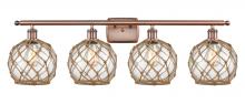 Innovations Lighting 516-4W-AC-G122-8RB - Farmhouse Rope - 4 Light - 38 inch - Antique Copper - Bath Vanity Light