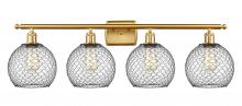 Innovations Lighting 516-4W-SG-G122-8CBK - Farmhouse Chicken Wire - 4 Light - 38 inch - Satin Gold - Bath Vanity Light